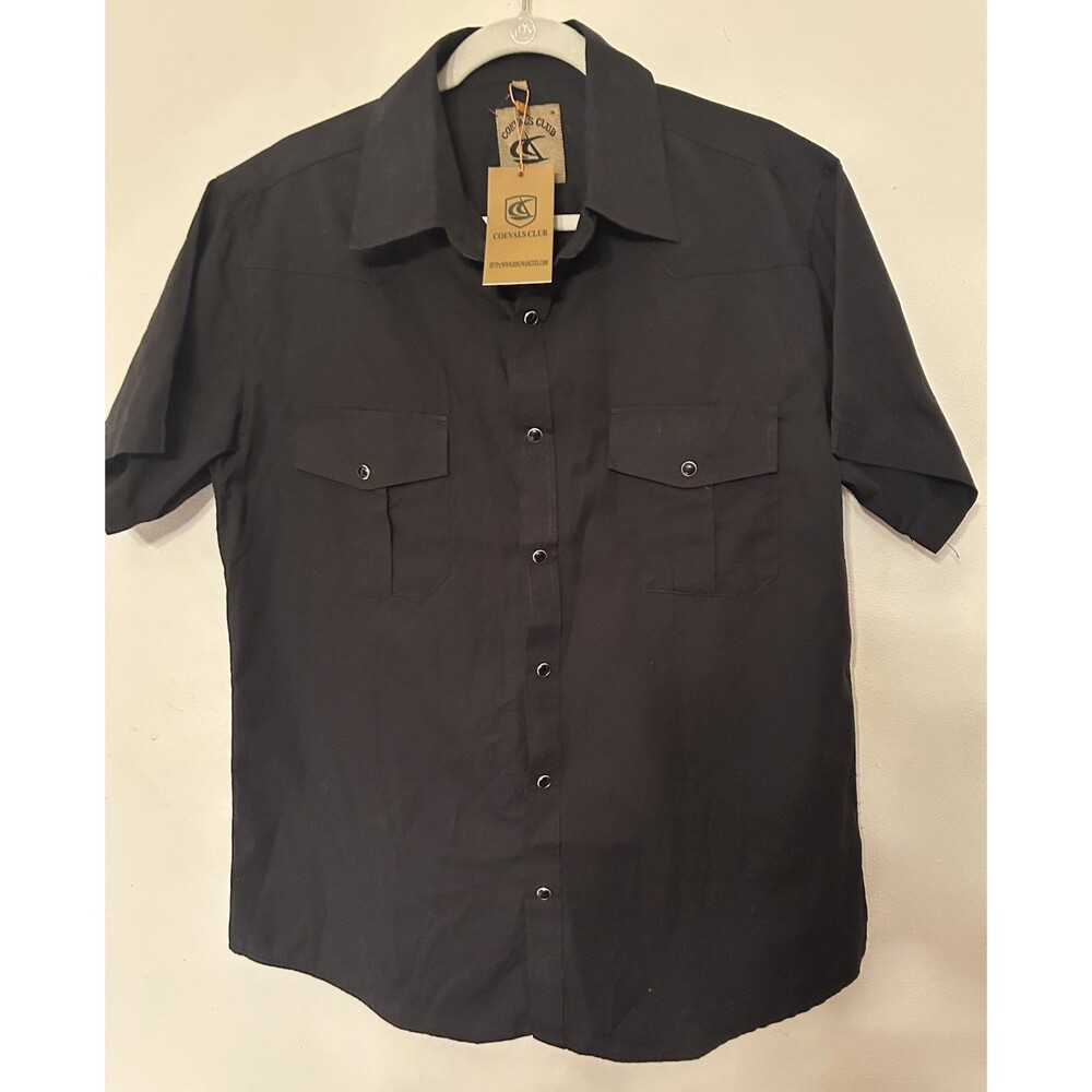 Coevals Club Black pearl snap SS Western shirt Mens M NWT